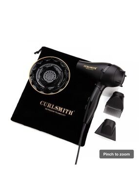 Black Professional Hair Dryer with Diffuser & Nozzle